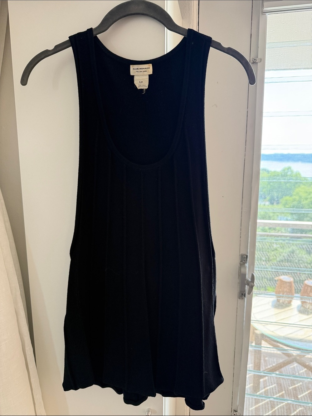Club Monaco Italian Yarn Black Sleeveless Knit Tunic Top Size S